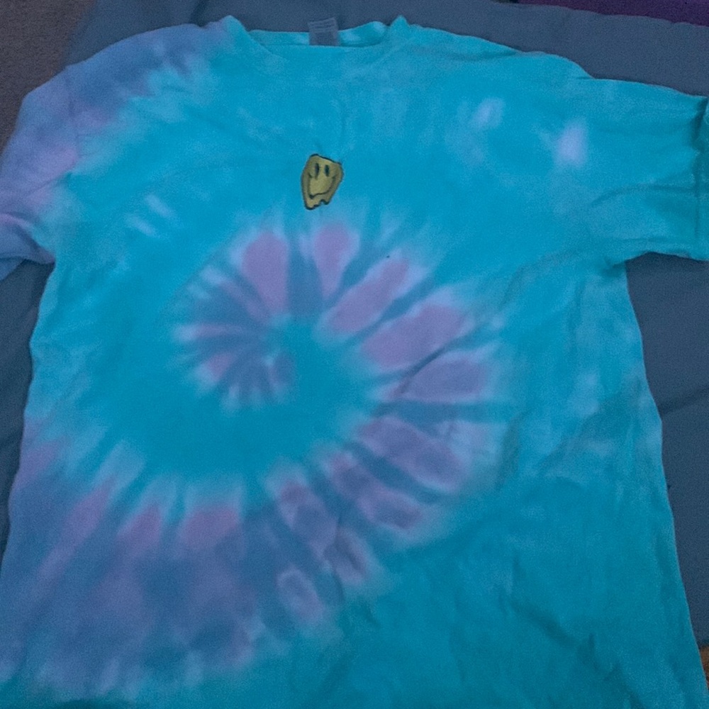 Blue Tie Dye Smiley face shirt